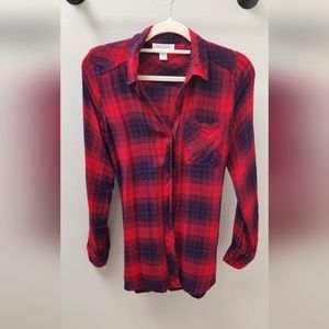 Motherhood Maternity Plaid Tie-back top